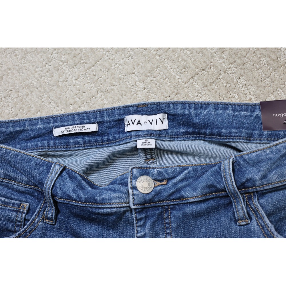 Ava & Viv Womens High-Rise Skinny Jeans Medium Wash Blue Stretch Size 18R - Picture 3 of 5